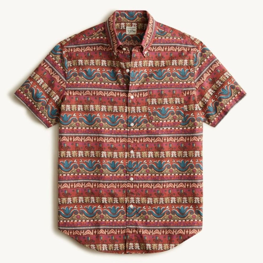 J. Crew short-sleeve slub cotton shirt (Hayden Fleur Abstract)